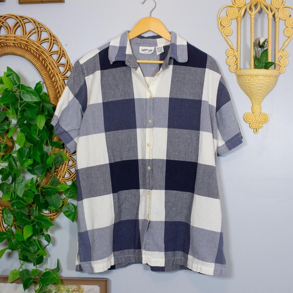 VTG Buffalo Check Button Down Shirt Oversized Plaid Cotton Coastal | True Winter